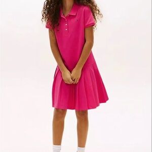 Tommy Hilfiger Girls Fuchsia Polo Pleated Dress. EUC Size XL